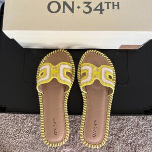 NEW On 34th Women’s Mansi Beaded H-Band Flat Sandals Sz 6